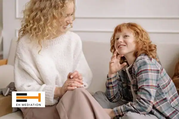 Happy mother and child after sorting child arrangements mediation Gosport