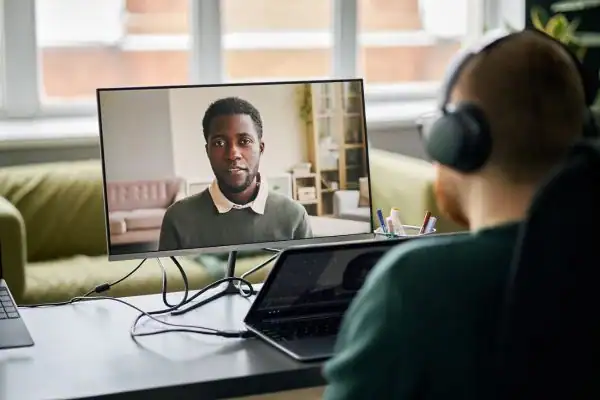 Man attending online mediation Gosport MIAMS session